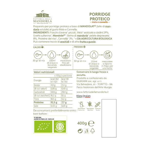 Porridge Proteici Mela e Cannella-400G