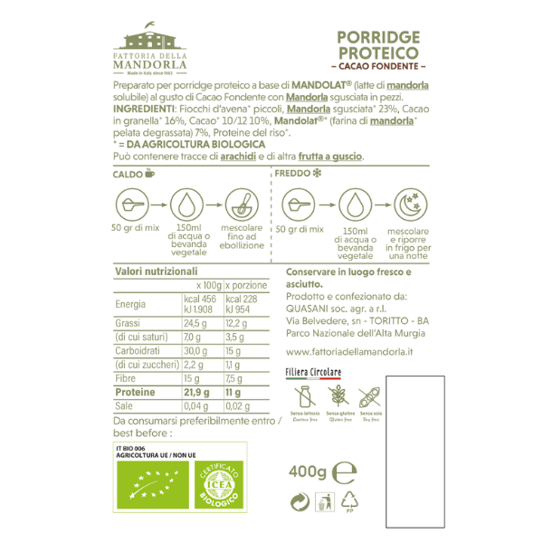 Porridge Proteici Cacao Fondente-400G