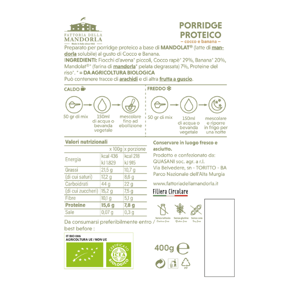 Porridge Proteici Cocco e Banana-400G