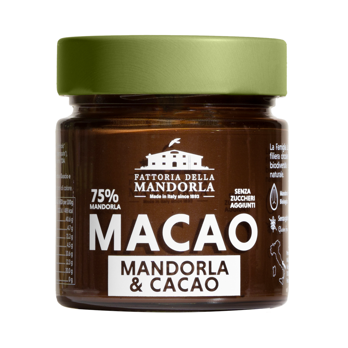 Crema MACAO Mandorla e Cacao 200 g inclusa con Mandorlone cioccolato