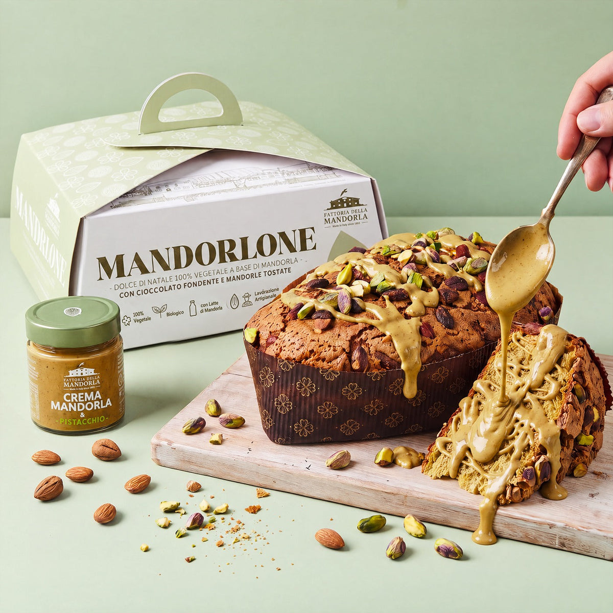 Mandorlone pistacchio con confezione regalo e Crema Mandorla e Pistacchio 200 g