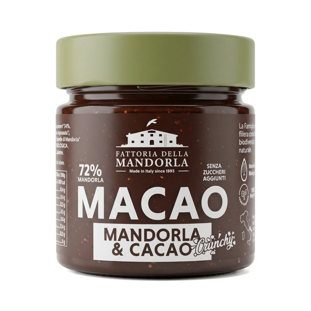 Crema Macao Crunchy-Mandorla e Cacao 200g