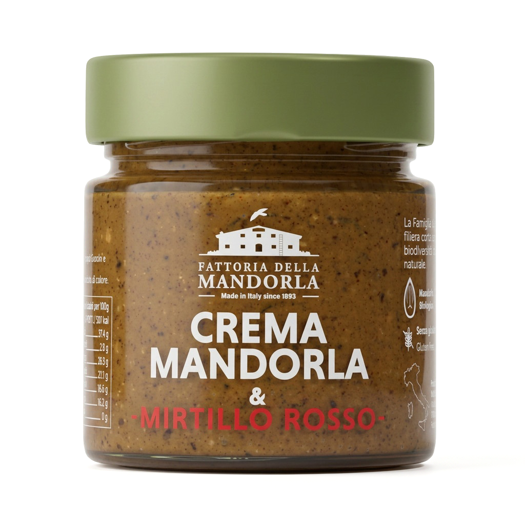 CREMA MIRTILLI ROSSI E MANDORLA -  200gr