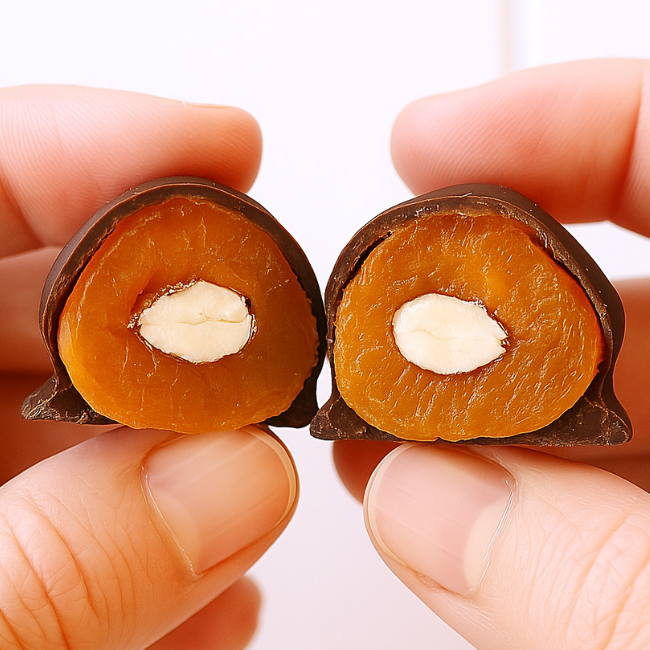 ASTUCCIO DOLCESANO - ALBICOCCA E MANDORLA - RICOPERTA AL CIOCCOLATO